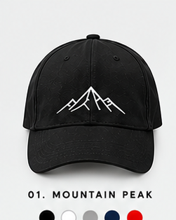Black cap with a white mountain peak graphic